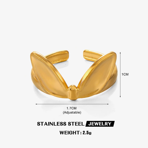 Wholesale Fashion Stainless Steel Love Heart Shaped Open Adjustable Ring For Women With 18K Gold Plated Electroplating