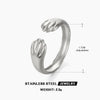 Wholesale Fashion Stainless Steel Love Heart Shaped Open Adjustable Ring For Women With 18K Gold Plated Electroplating