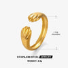 Wholesale Fashion Stainless Steel Love Heart Shaped Open Adjustable Ring For Women With 18K Gold Plated Electroplating