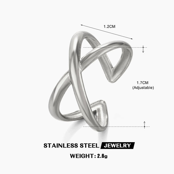 Wholesale Fashion Stainless Steel Love Heart Shaped Open Adjustable Ring For Women With 18K Gold Plated Electroplating