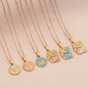 Wholesale Fashion Stainless Steel Multicolor Oil Drop Insect Pattern Butterfly Pendant Necklace For Office Ladies