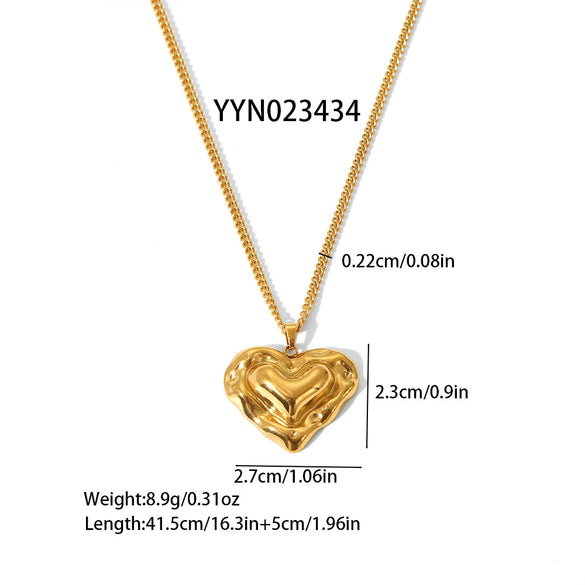 Wholesale Fashion Stainless Steel Necklace With Heart Shaped Love Pendant Light Luxury Style Pvd Furnace Real Gold Electroplated For Women