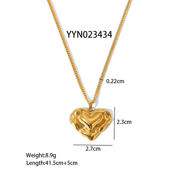 Wholesale Fashion Stainless Steel Necklace With Heart Shaped Love Pendant Light Luxury Style Pvd Furnace Real Gold Electroplated For Women