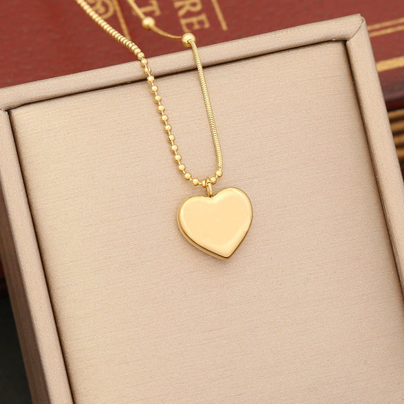 Wholesale Fashion Stainless Steel Necklace With Multi Color Oil Drop Heart Shaped Pendant And Temperament Clavicle Chain