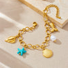Wholesale Fashion Stainless Steel Pearl Animal Zodiac Ocean Series Shell Starfish Pendant Electroplated Bracelet For Women