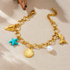 Wholesale Fashion Stainless Steel Pearl Animal Zodiac Ocean Series Shell Starfish Pendant Electroplated Bracelet For Women