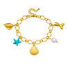 Wholesale Fashion Stainless Steel Pearl Animal Zodiac Ocean Series Shell Starfish Pendant Electroplated Bracelet For Women