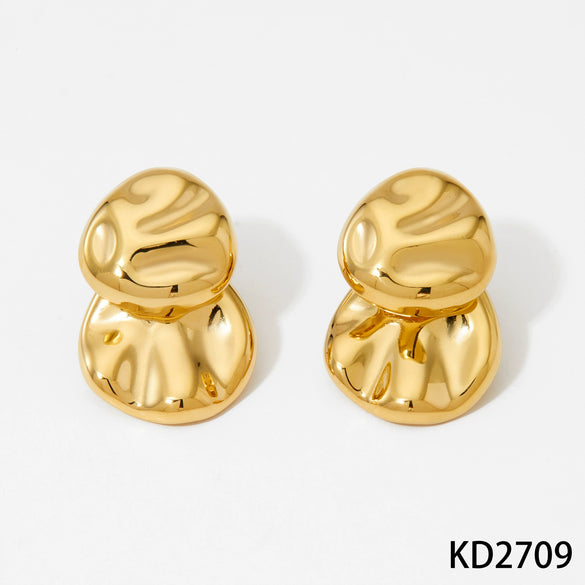 Wholesale Fashion Stainless Steel Pearl Earrings With Geometric Design And Electroplating For Women