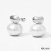 Wholesale Fashion Stainless Steel Pearl Earrings With Geometric Design And Electroplating For Women