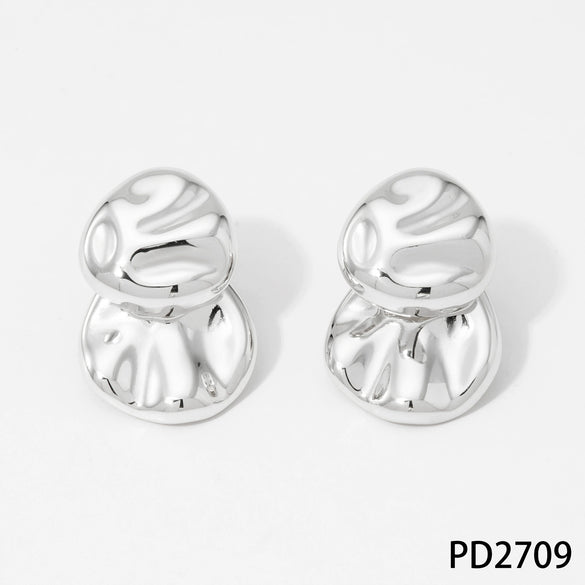 Wholesale Fashion Stainless Steel Pearl Earrings With Geometric Design And Electroplating For Women