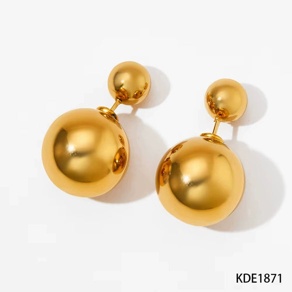 Wholesale Fashion Stainless Steel Pearl Earrings With Geometric Design And Electroplating For Women