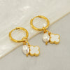 Wholesale Fashion Stainless Steel Pearl Fourleaf Clover Geometric Electroplated Women's Earrings