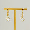Wholesale Fashion Stainless Steel Pearl Fourleaf Clover Geometric Electroplated Women's Earrings