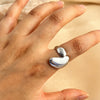 Wholesale Fashion Stainless Steel Ring With Geometric Style And Heart Shape Plated 18K Gold
