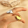 Wholesale Fashion Stainless Steel Ring With Geometric Style And Heart Shape Plated 18K Gold