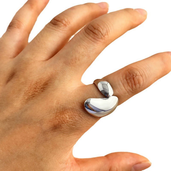 Wholesale Fashion Stainless Steel Ring With Geometric Style And Heart Shape Plated 18K Gold