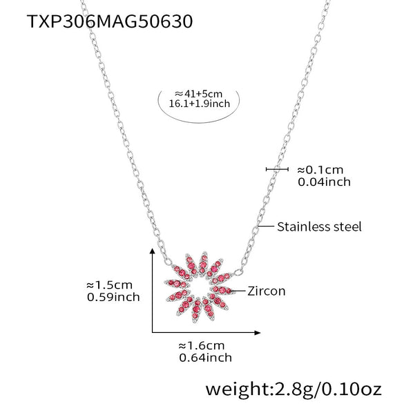 Wholesale Fashion Stainless Steel Sunflower Necklace Bracelet Ring Set With 18K Gold Electroplating