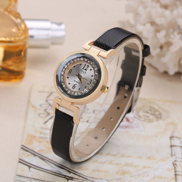 Wholesale Fashion Student Quartz Watch Alloy Case Imitation Leather Strap Round Dial