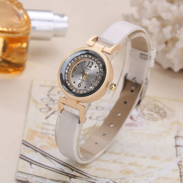 Wholesale Fashion Student Quartz Watch Alloy Case Imitation Leather Strap Round Dial