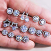 Wholesale Fashion Sweet Flower Zircon Earrings For Women Copper Plated Platinum
