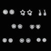 Wholesale Fashion Sweet Flower Zircon Earrings For Women Copper Plated Platinum