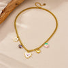 Wholesale Fashion Sweet Stainless Steel Necklace With Oil Drop Gradient Love Strawberry Flower Pendant Electroplated Heart And Fruit Shaped
