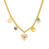 Wholesale Fashion Sweet Stainless Steel Necklace With Oil Drop Gradient Love Strawberry Flower Pendant Electroplated Heart And Fruit Shaped