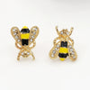 Wholesale Fashion Sweet Temperament Glaze Oil Drop Alloy Earrings With Electroplated Bee Rhinestone Design