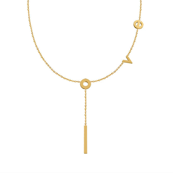 Wholesale Fashion Titanium Steel Electroplated 18K Gold Love Letter Pendant Clavicle Necklace For Women
