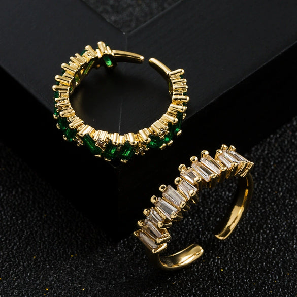 Wholesale Fashion Trendy Copper Plated Micro Paved Zircon Ring Hip Hop Style Accessories