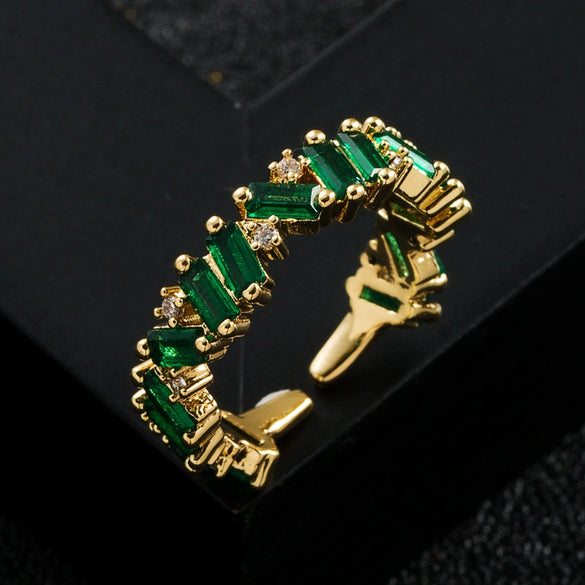 Wholesale Fashion Trendy Copper Plated Micro Paved Zircon Ring Hip Hop Style Accessories