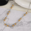 Wholesale Fashion Twocolor Ball Bead Stainless Steel Necklace With Geometric Shape And Pvd Furnace Vacuum Real Gold Plating