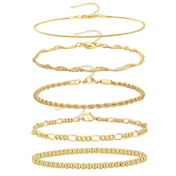 Wholesale Fashion Unisex Geometric Copper Bracelet Set With Electroplating Processing