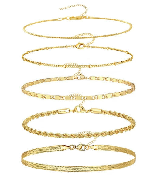 Wholesale Fashion Unisex Geometric Copper Bracelet Set With Electroplating Processing