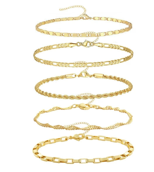 Wholesale Fashion Unisex Geometric Copper Bracelet Set With Electroplating Processing