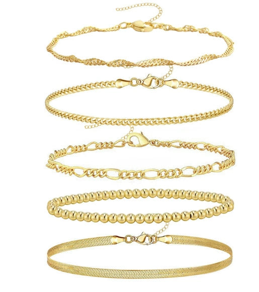Wholesale Fashion Unisex Geometric Copper Bracelet Set With Electroplating Processing