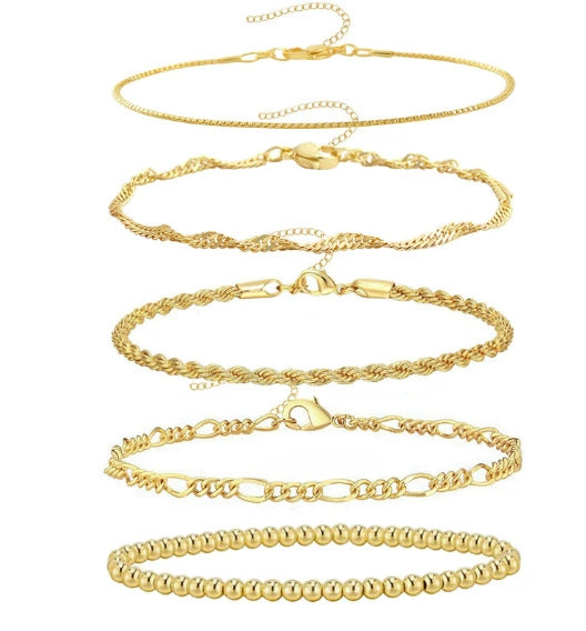 Wholesale Fashion Unisex Geometric Copper Bracelet Set With Electroplating Processing