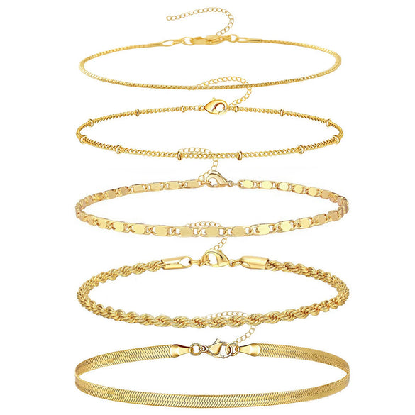 Wholesale Fashion Unisex Geometric Copper Bracelet Set With Electroplating Processing