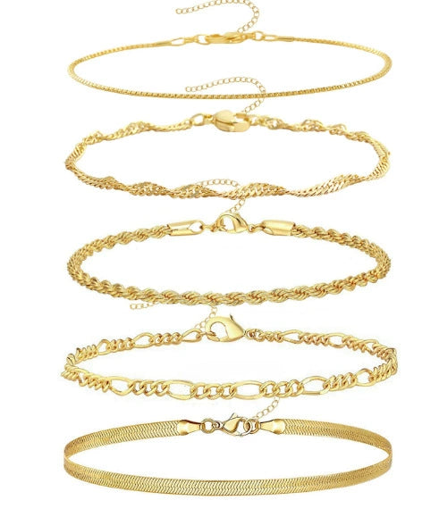 Wholesale Fashion Unisex Geometric Copper Bracelet Set With Electroplating Processing