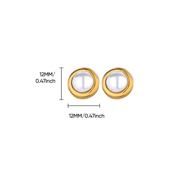 Wholesale Fashion Unisex Geometric Stainless Steel And Gold Plated Earrings With Imitation Pearl And Square Zircon