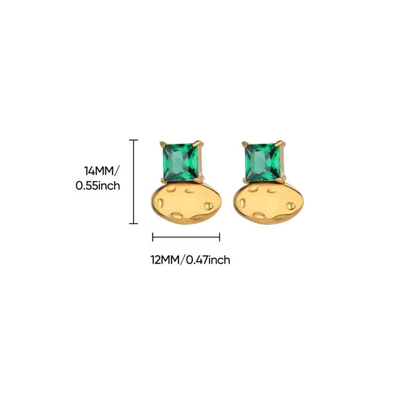 Wholesale Fashion Unisex Geometric Stainless Steel And Gold Plated Earrings With Imitation Pearl And Square Zircon