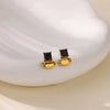 Wholesale Fashion Unisex Geometric Stainless Steel And Gold Plated Earrings With Imitation Pearl And Square Zircon