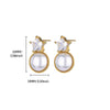 Wholesale Fashion Unisex Geometric Stainless Steel And Gold Plated Earrings With Imitation Pearl And Square Zircon