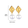 Wholesale Fashion Unisex Geometric Stainless Steel And Gold Plated Earrings With Imitation Pearl And Square Zircon
