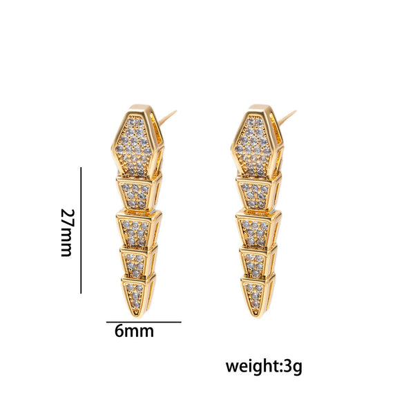 Wholesale Fashion Unisex Snake Shape Inlaid Zircon Titanium Steel And Copper Necklace And Earrings Set