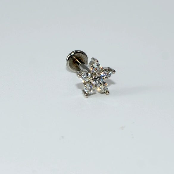 Wholesale Fashion Unisex Stainless Steel And G23 Titanium Earrings And Lip Nail With Moon Flower Pattern And Polishing Treatment