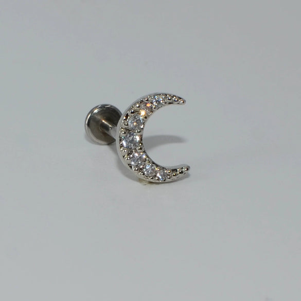 Wholesale Fashion Unisex Stainless Steel And G23 Titanium Earrings And Lip Nail With Moon Flower Pattern And Polishing Treatment