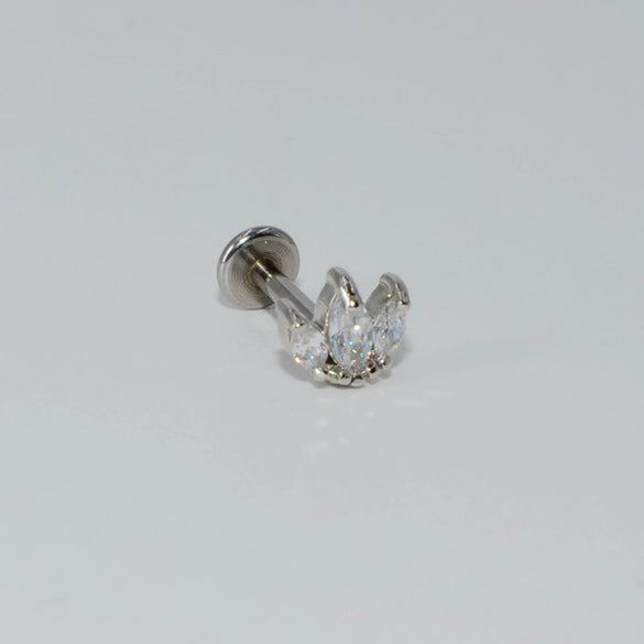 Wholesale Fashion Unisex Stainless Steel And G23 Titanium Earrings And Lip Nail With Moon Flower Pattern And Polishing Treatment