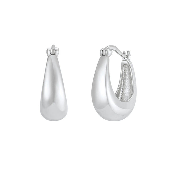 Wholesale Fashion Versatile Retro Elegant Geometric Ushape Silver Needle Copper Hoop Earrings For Women With Electroplating