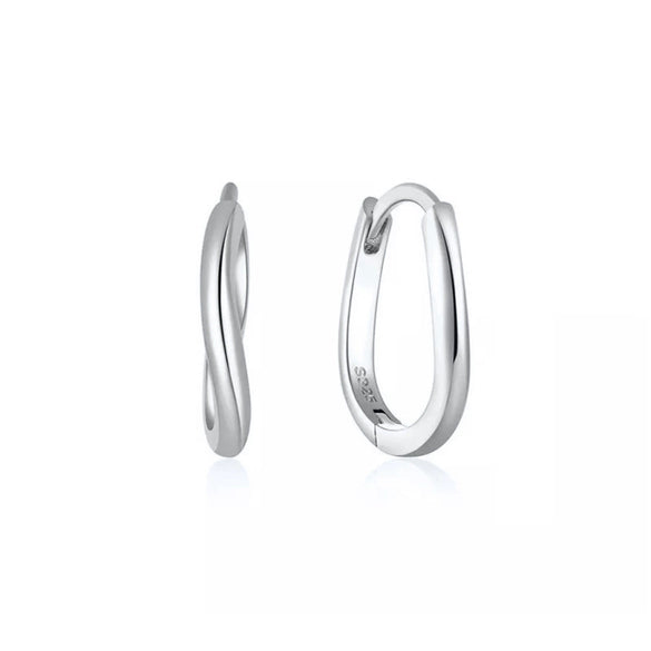 Wholesale Fashion Versatile Retro Elegant Geometric Ushape Silver Needle Copper Hoop Earrings For Women With Electroplating